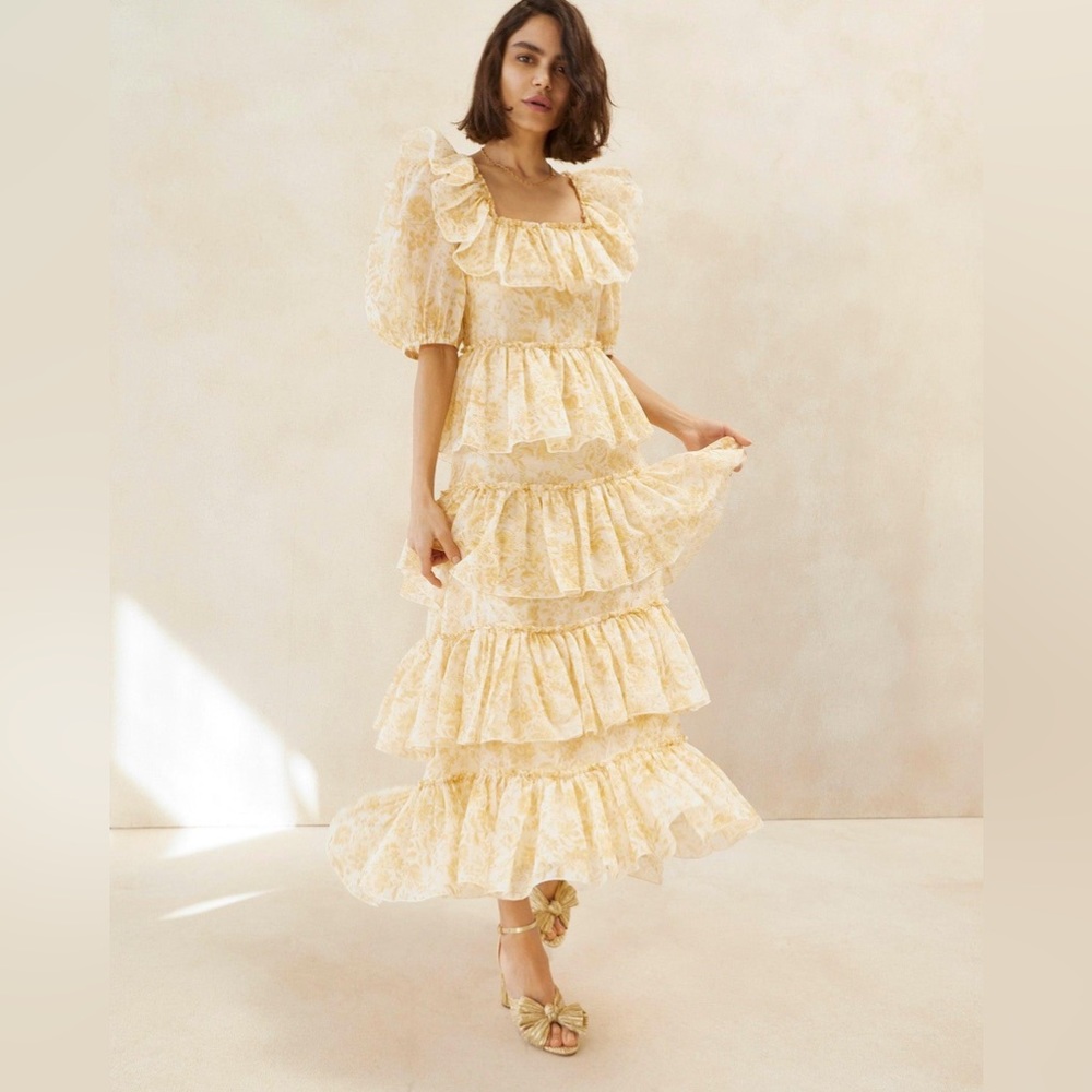 Loeffler Randall Rosalie Cream Floral Tiered Dress - Never Worn - With Tags!